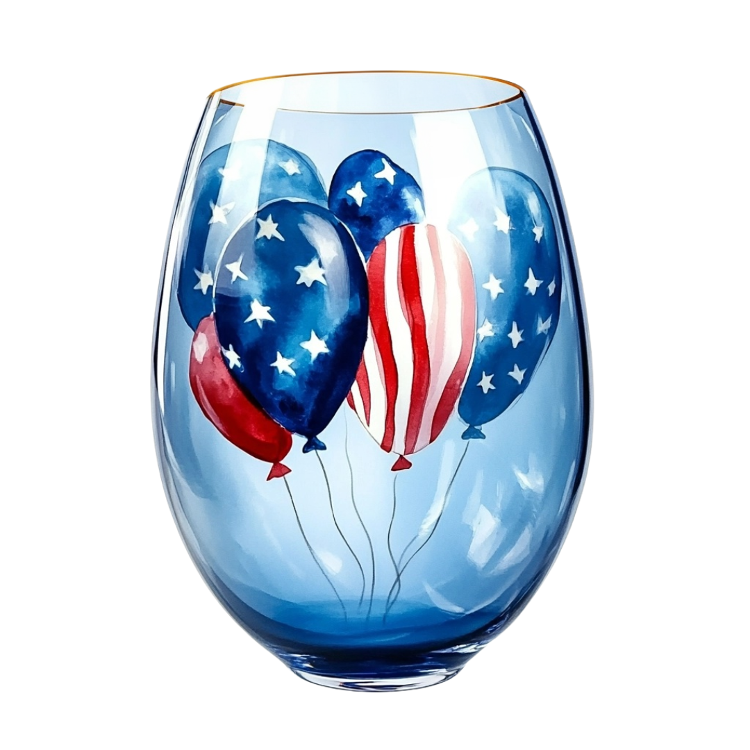 ‘Liberty Balloons’ Stemless Wine Glass