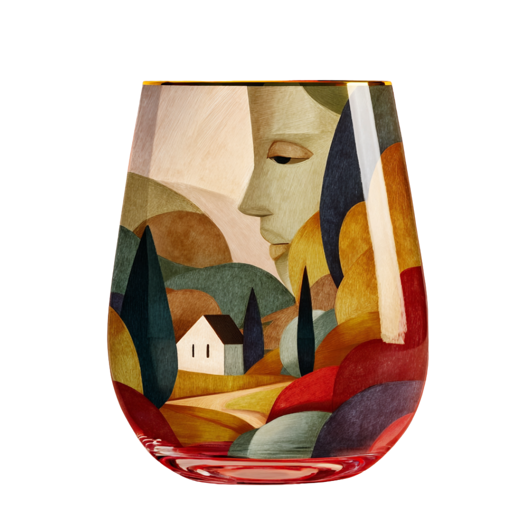 'Emerald Visage' Stemless Wine Glasses