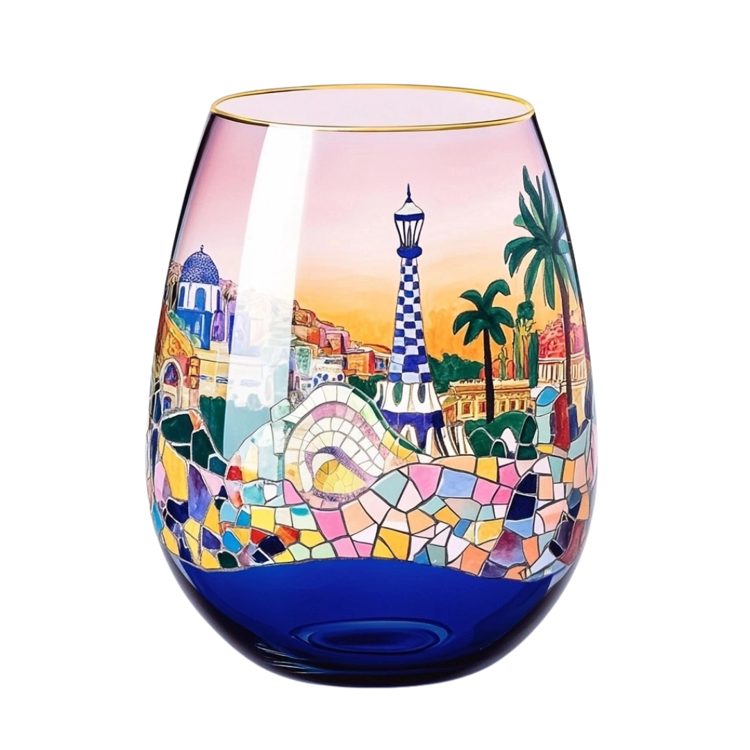 ‘Barcelona Dreams’ Stemless Wine Glass