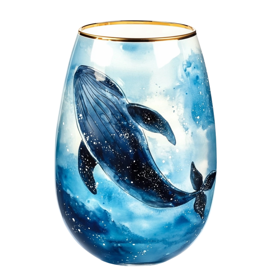 ‘Whale Symphony’ Stemless Wine Glass