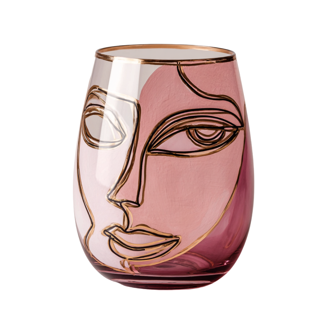 'Dreaming Faces' Stemless Wine Glasses