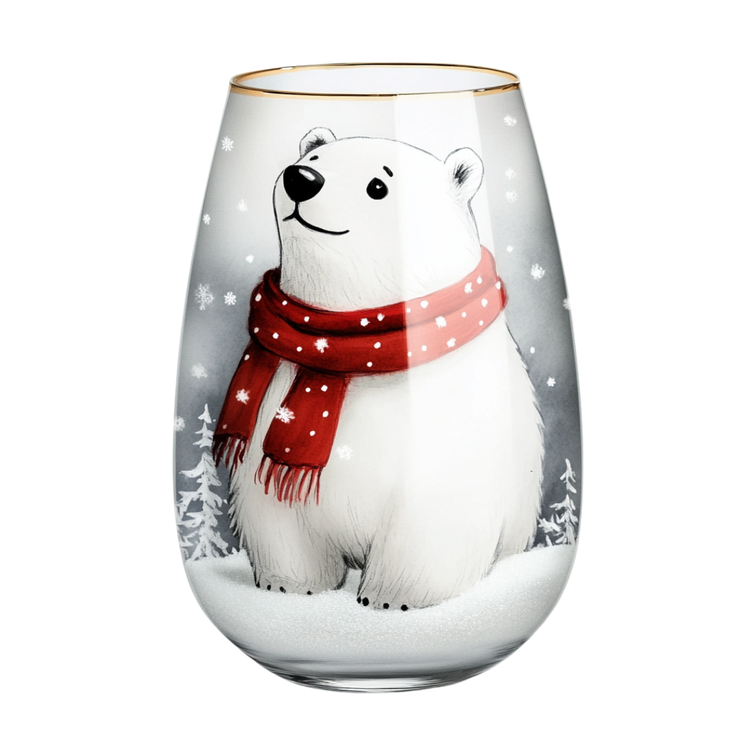 ‘Polar Whimsy’ Stemless Wine Glass