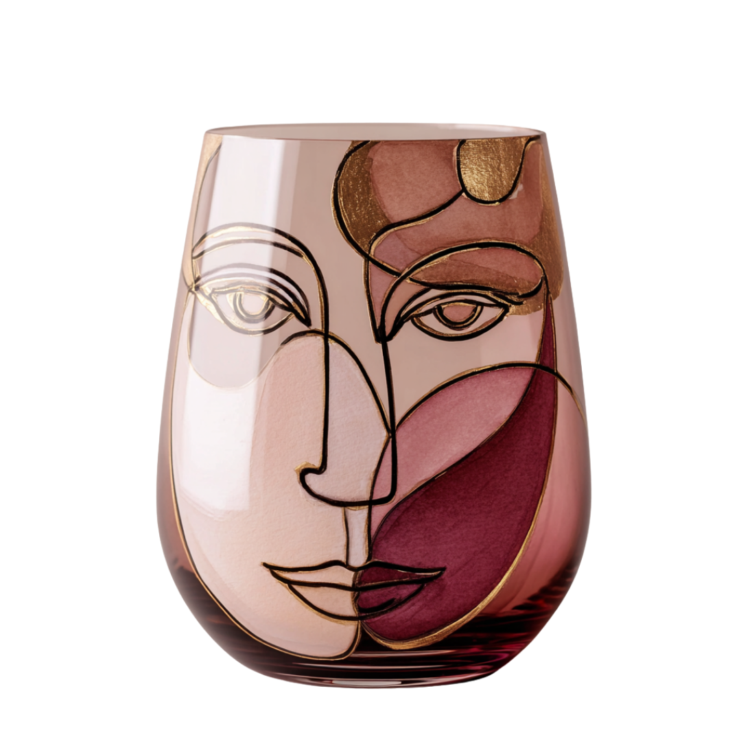 'Dreaming Faces' Stemless Wine Glasses