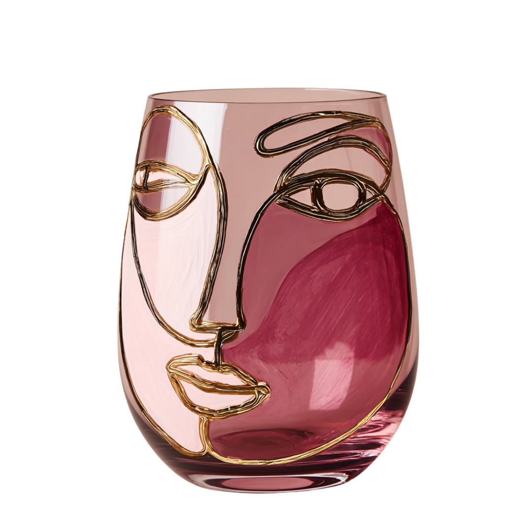 'Dreaming Faces' Stemless Wine Glasses