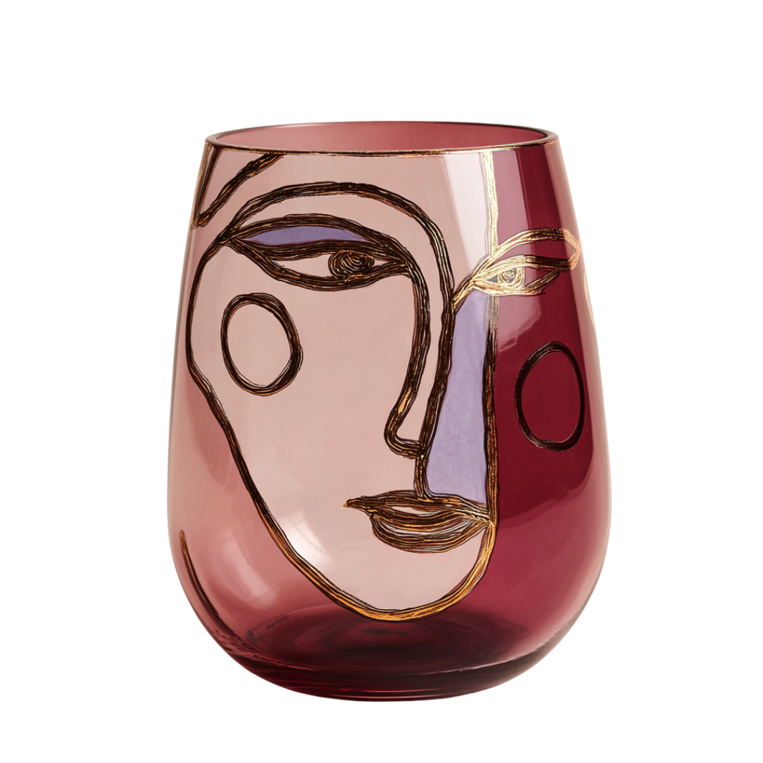 'Dreaming Faces' Stemless Wine Glasses