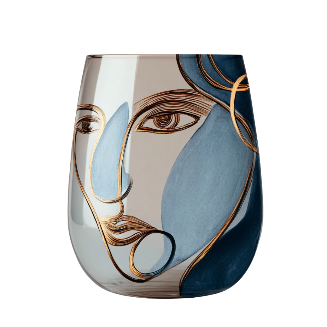 'Dreaming Faces' Stemless Wine Glasses