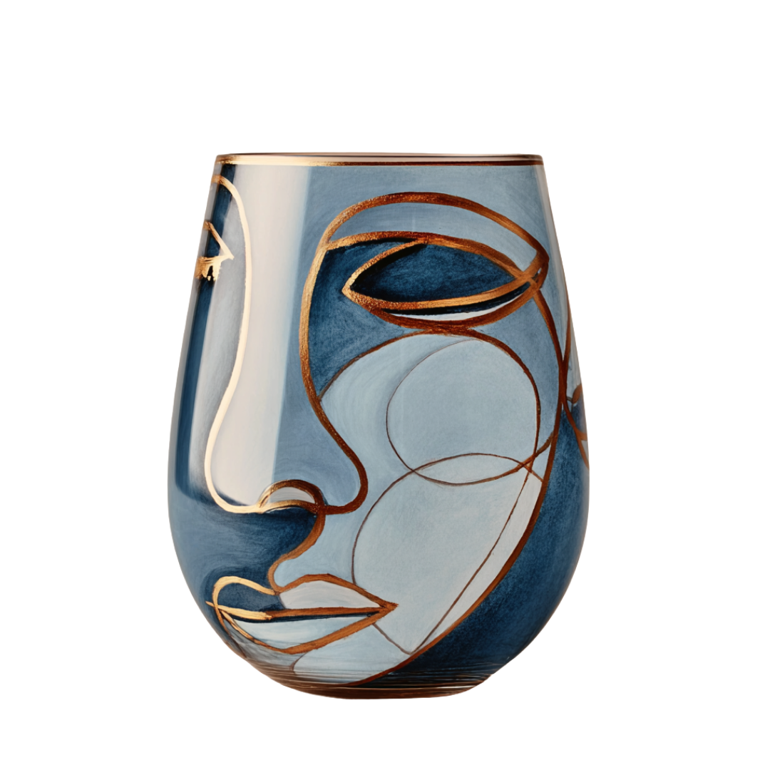 'Dreaming Faces' Stemless Wine Glasses