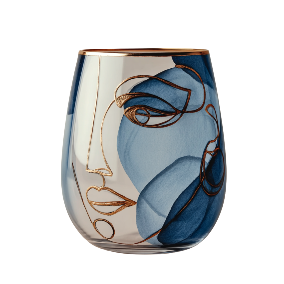 'Dreaming Faces' Stemless Wine Glasses