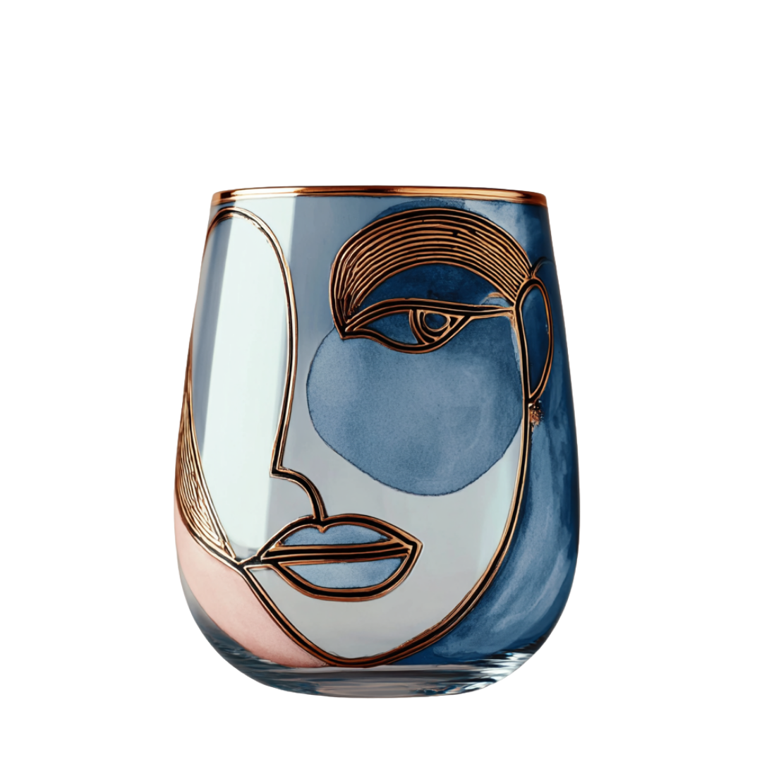 'Dreaming Faces' Stemless Wine Glasses