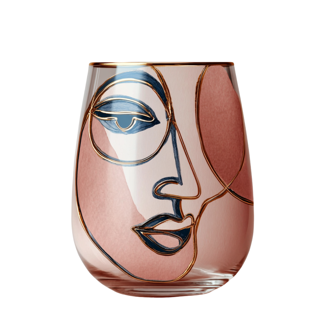 'Dreaming Faces' Stemless Wine Glasses