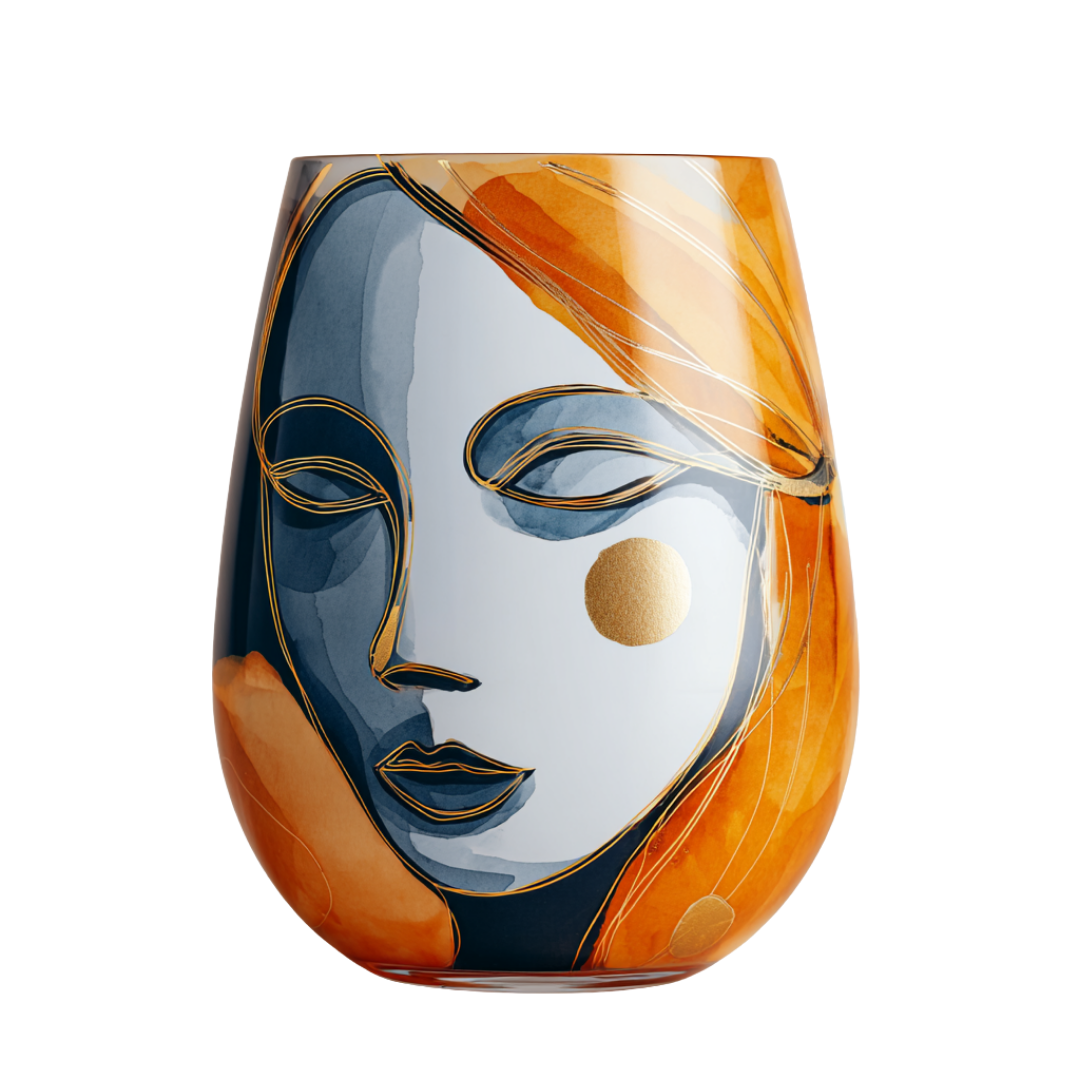 'Dreaming Faces' Stemless Wine Glasses