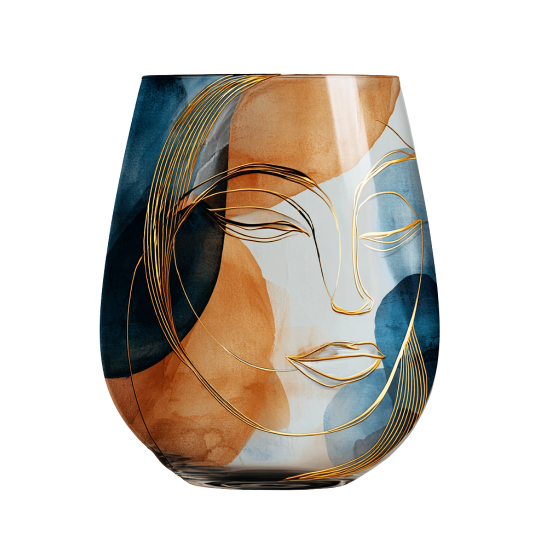 'Dreaming Faces' Stemless Wine Glasses
