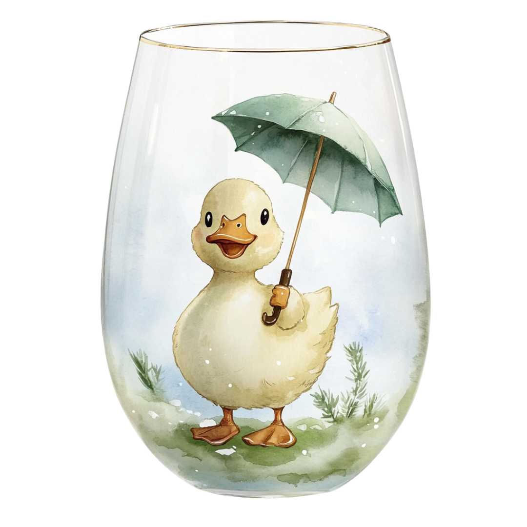 ‘Springtime Stroll’ Stemless Wine Glass