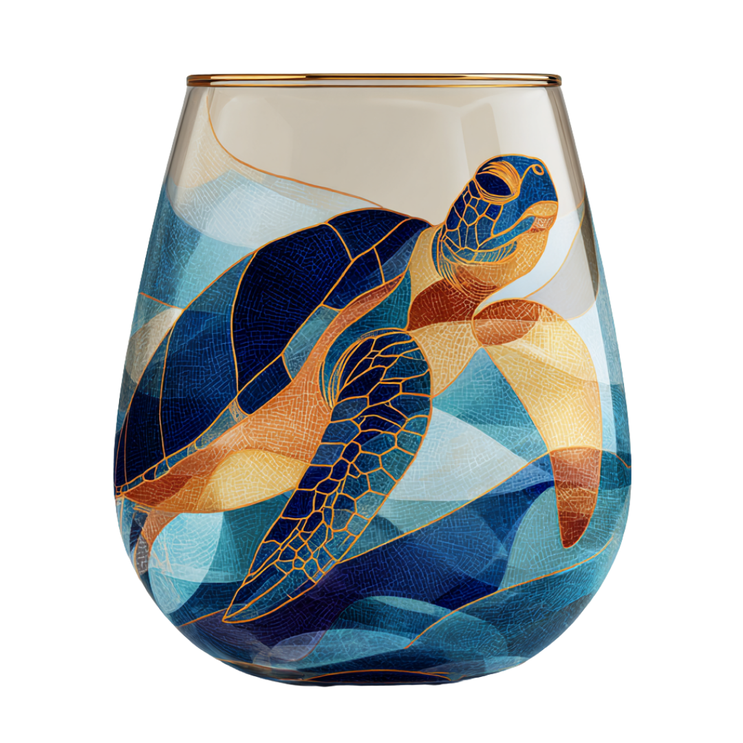 'Azure Drift' Stemless Wine Glasses