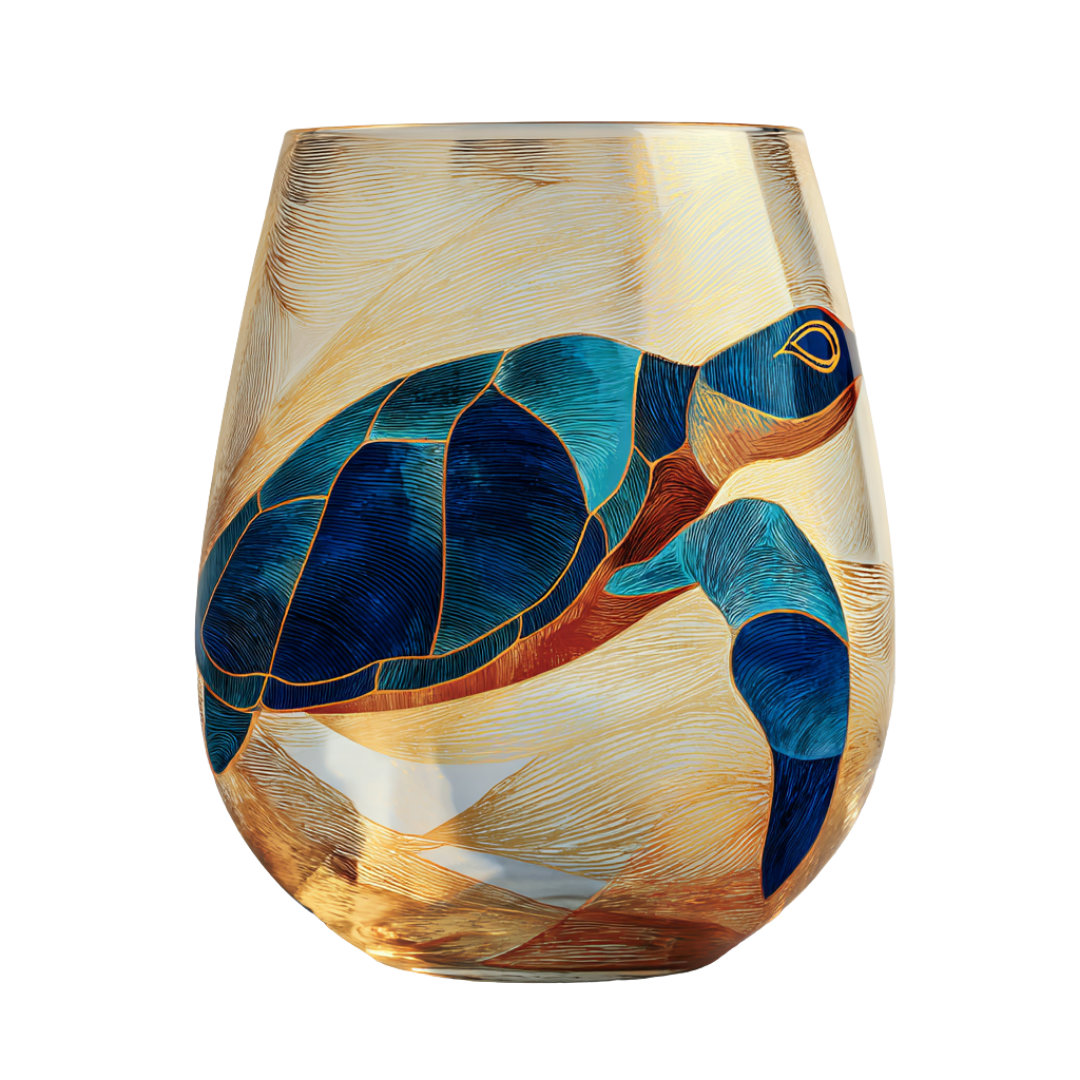 'Azure Drift' Stemless Wine Glasses