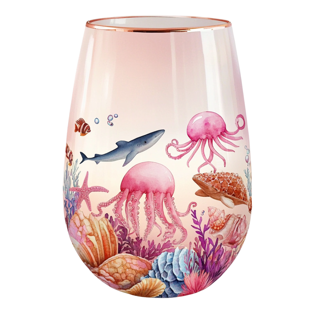 ‘Underwater Ballet’ Stemless Wine Glass