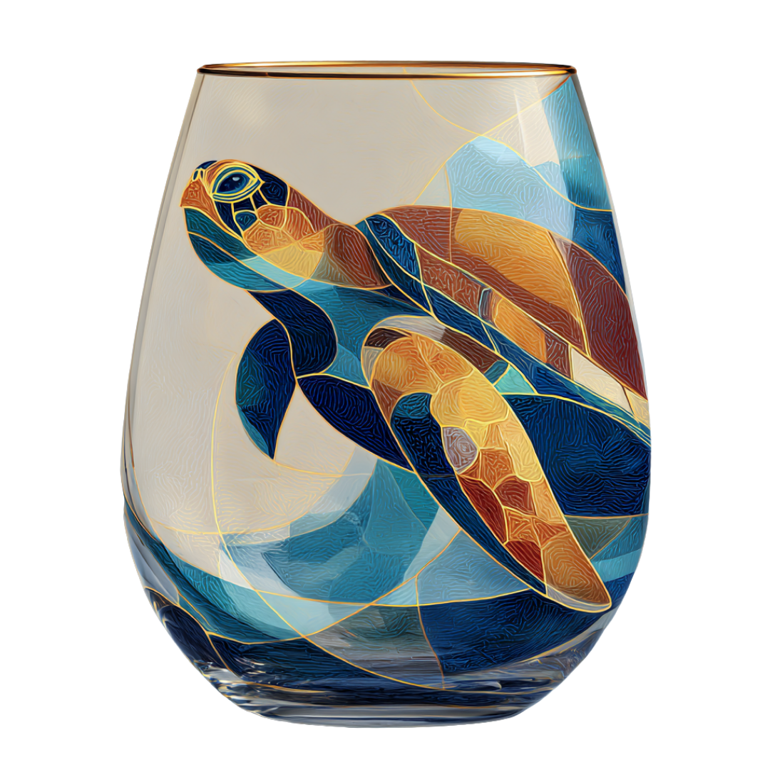 'Azure Drift' Stemless Wine Glasses