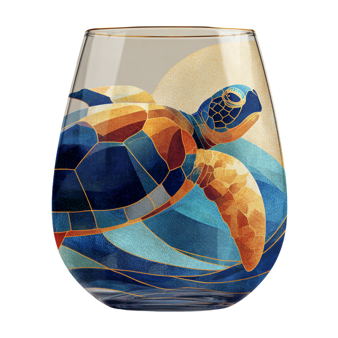 'Azure Drift' Stemless Wine Glasses
