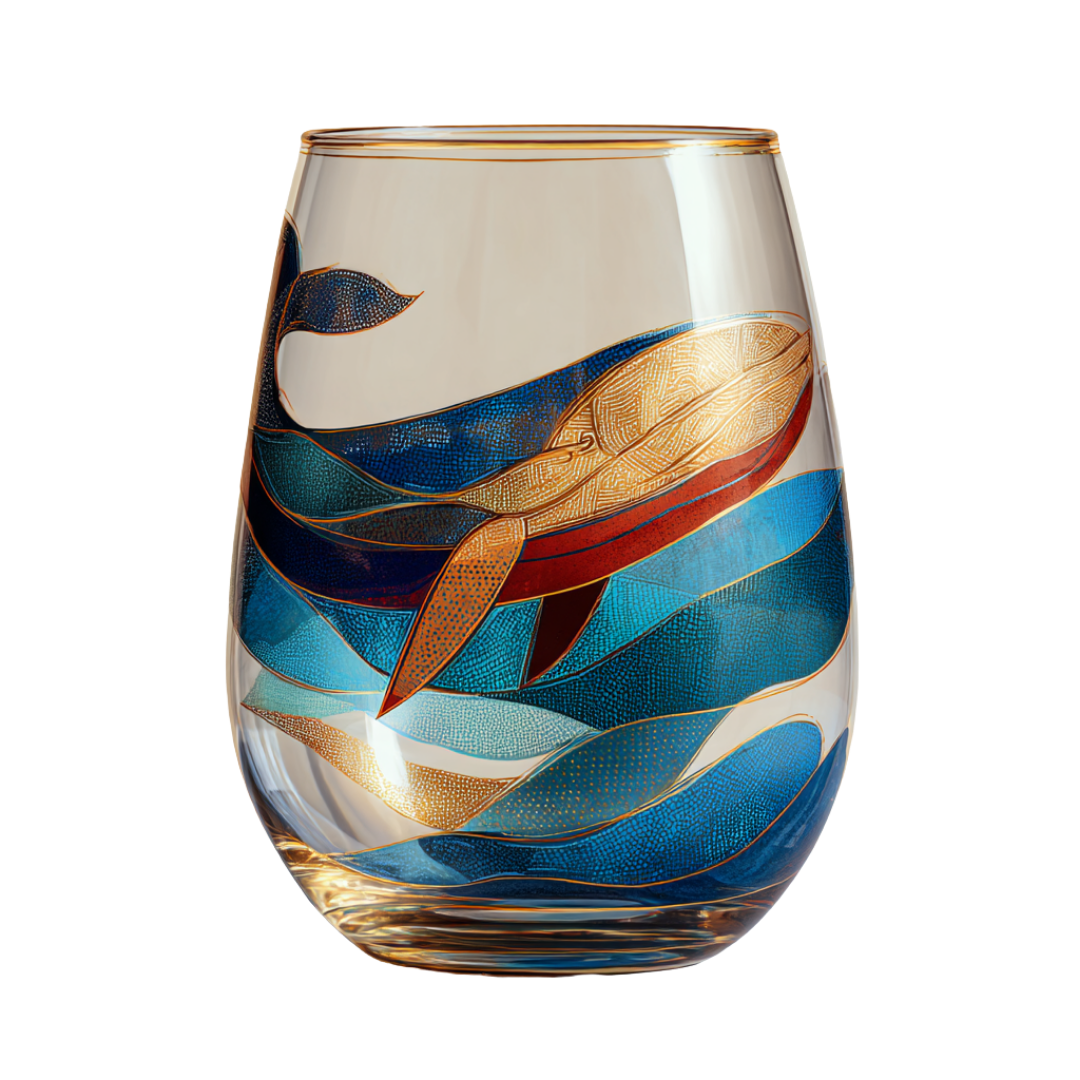 'Ocean Hymn' Stemless Wine Glasses