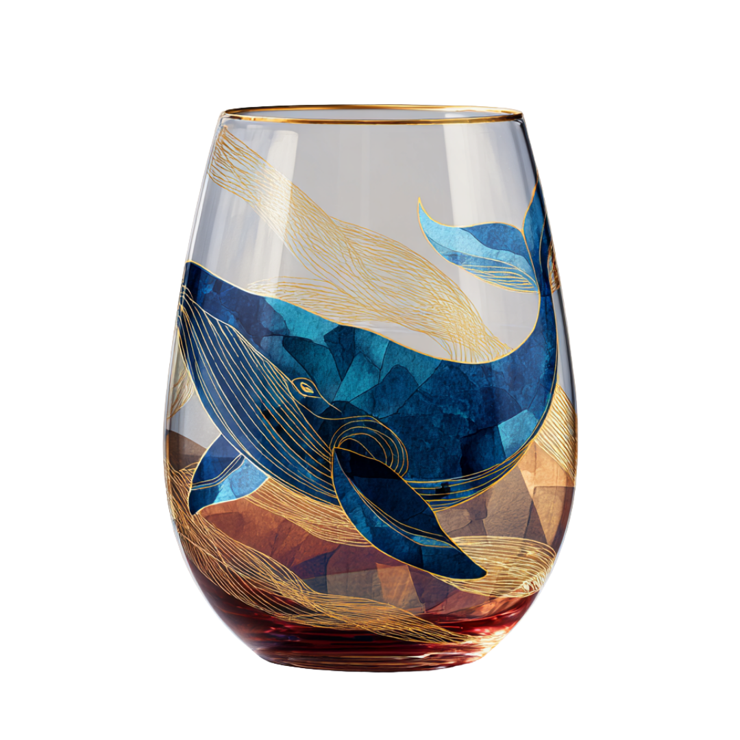 'Ocean Hymn' Stemless Wine Glasses