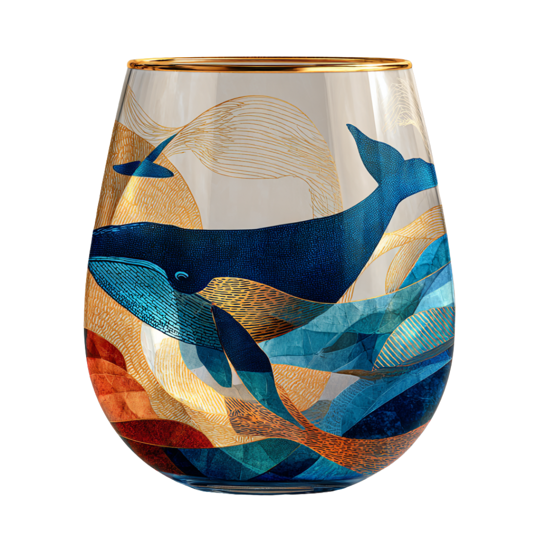 'Ocean Hymn' Stemless Wine Glasses
