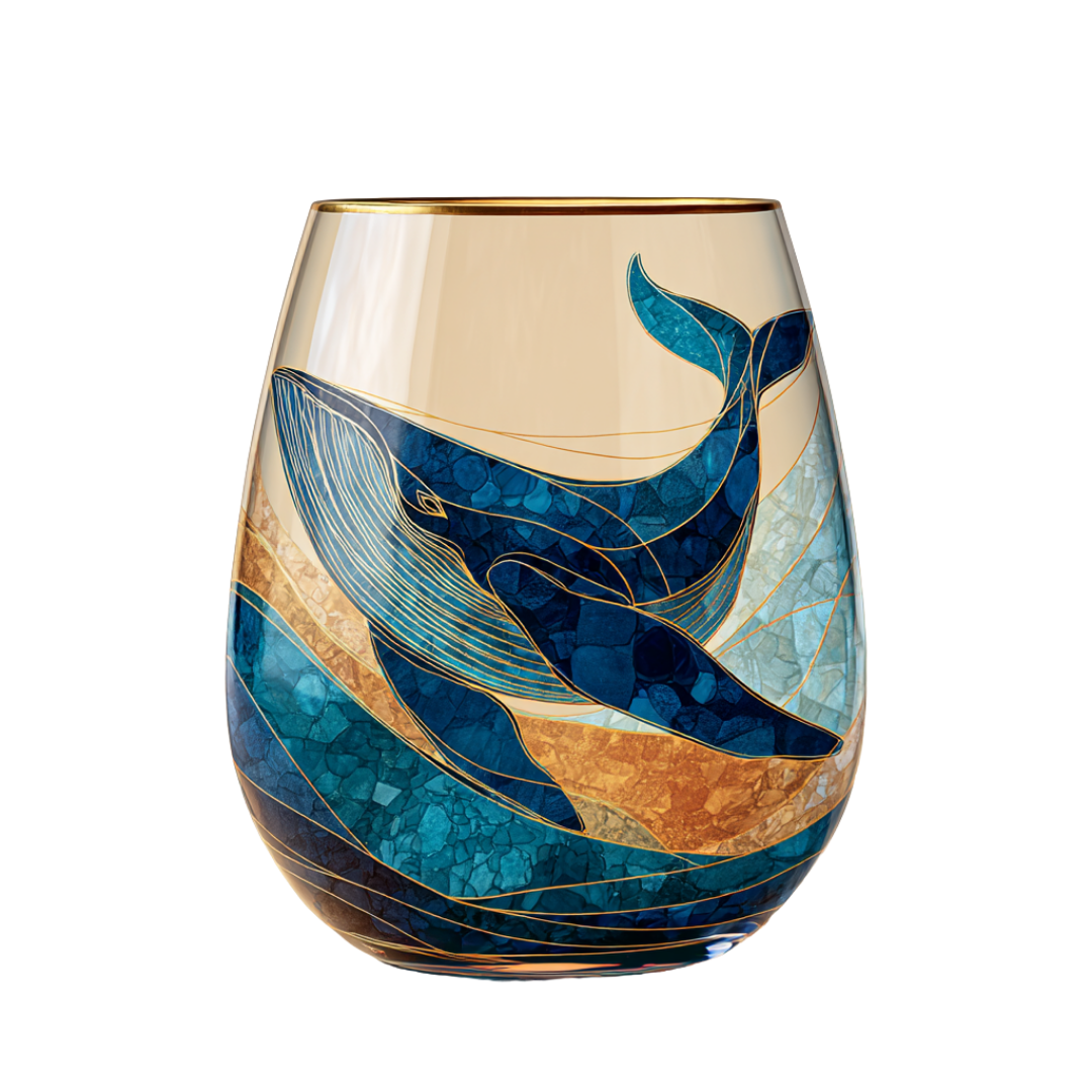 'Ocean Hymn' Stemless Wine Glasses