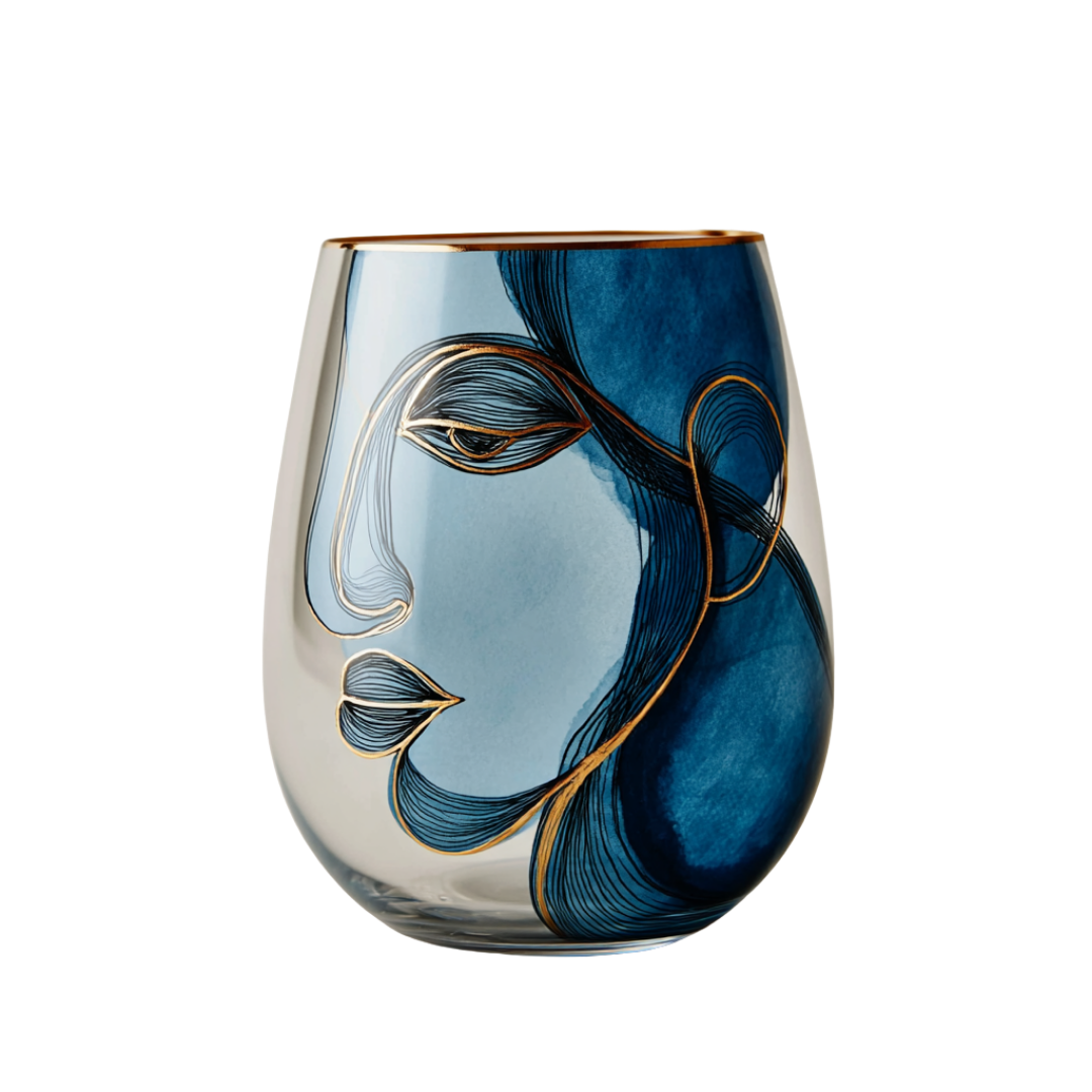 'Celestial Contours' Stemless Wine Glasses