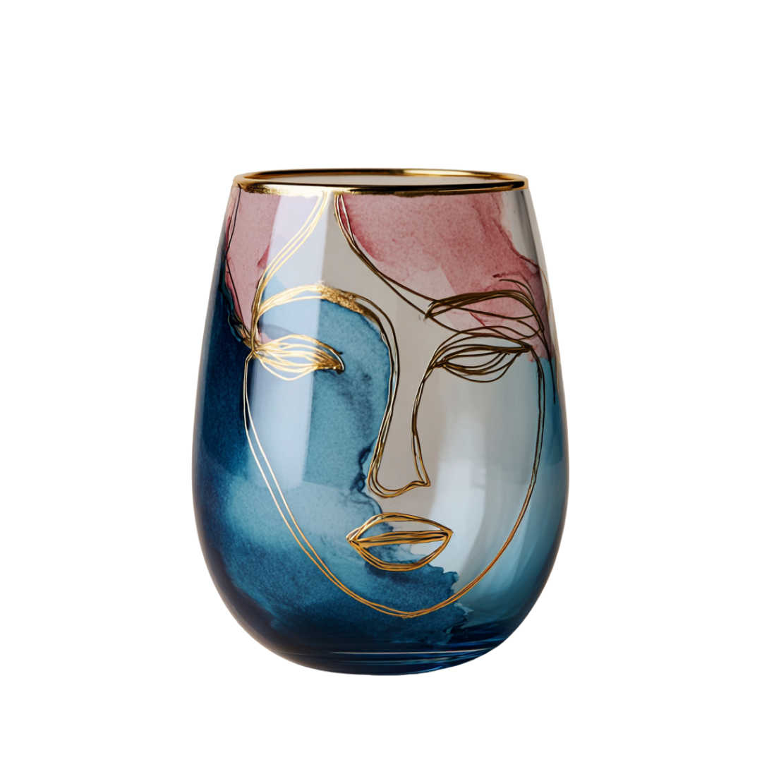 'Celestial Contours' Stemless Wine Glasses
