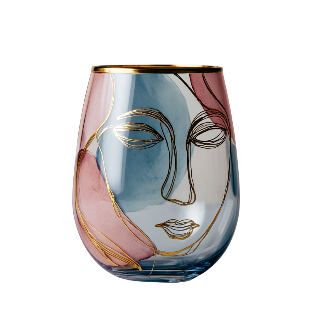 'Celestial Contours' Stemless Wine Glasses
