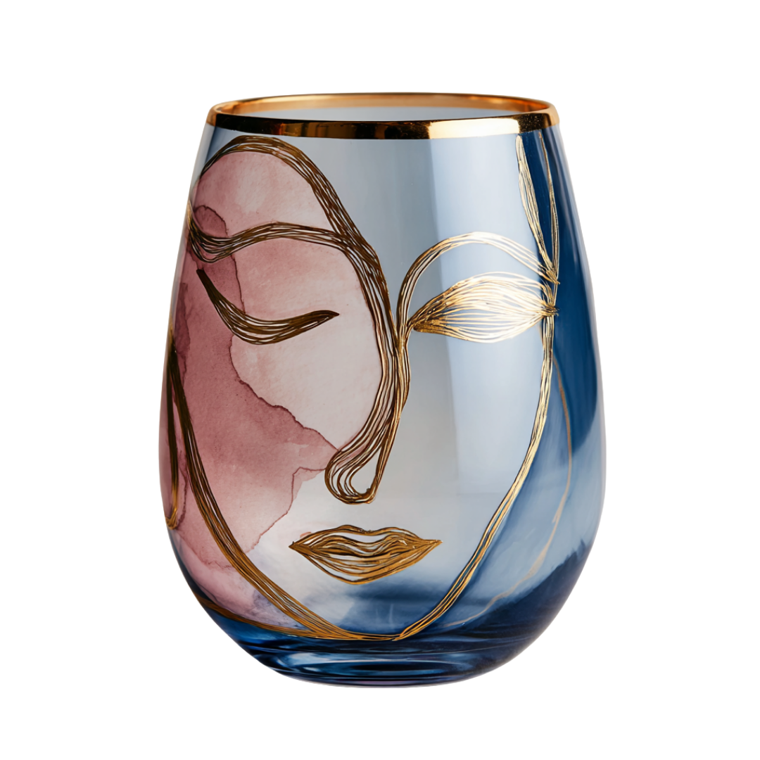 'Celestial Contours' Stemless Wine Glasses