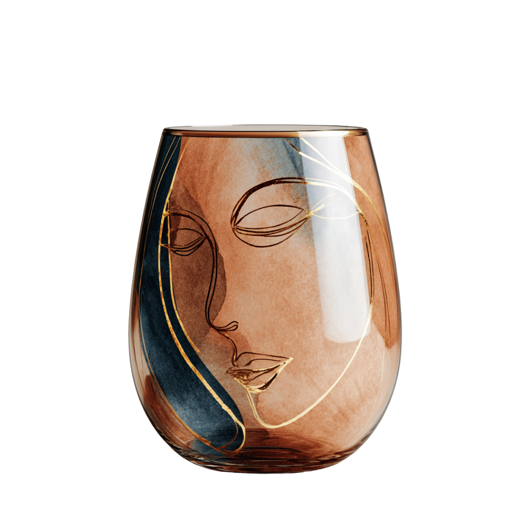 'Celestial Contours' Stemless Wine Glasses
