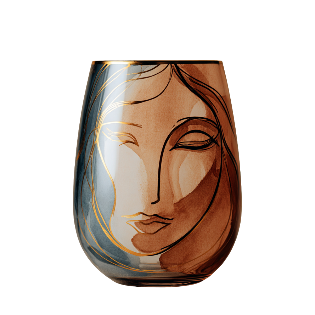 'Celestial Contours' Stemless Wine Glasses