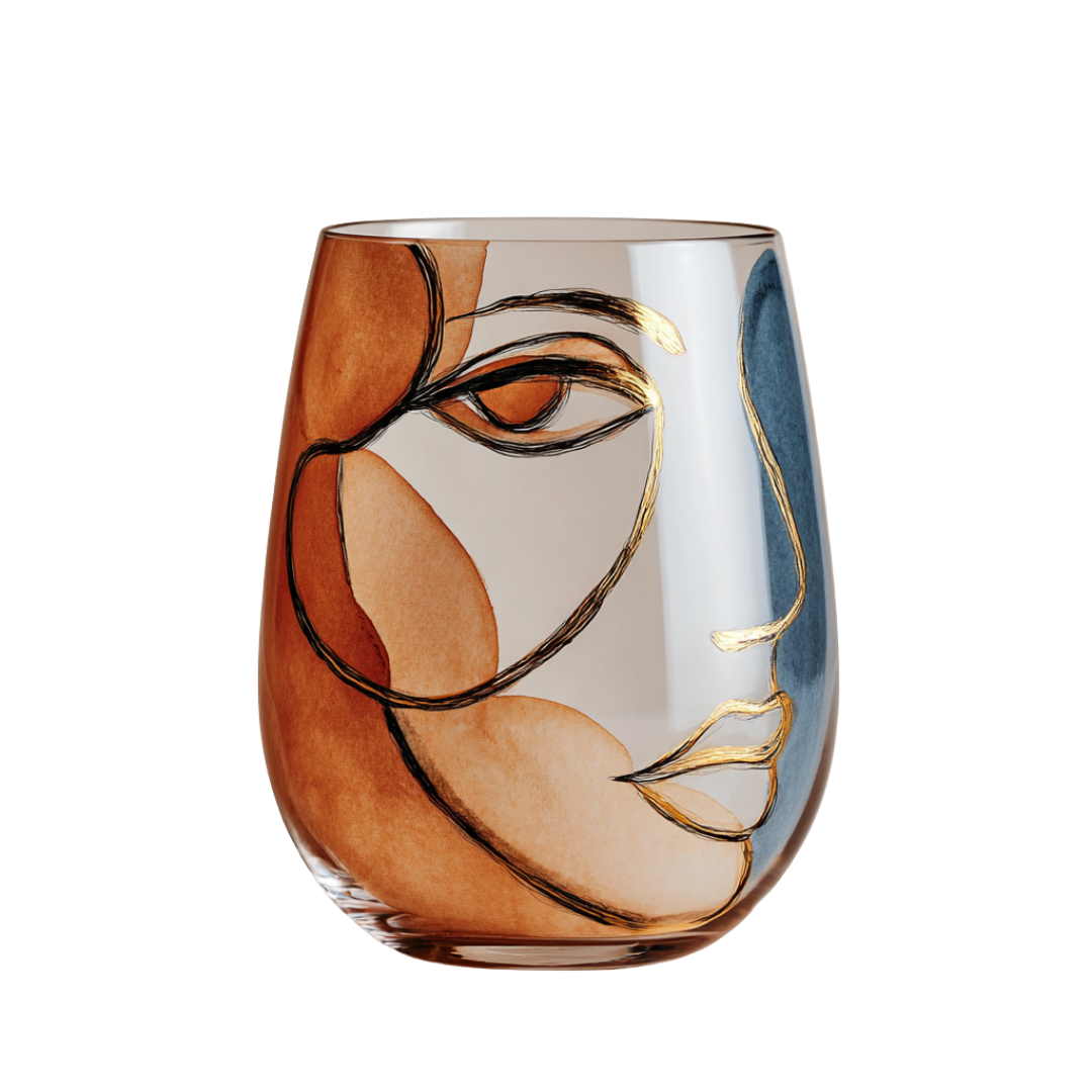 'Celestial Contours' Stemless Wine Glasses