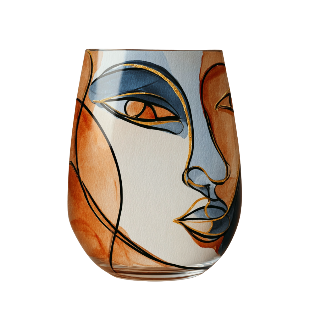'Celestial Contours' Stemless Wine Glasses