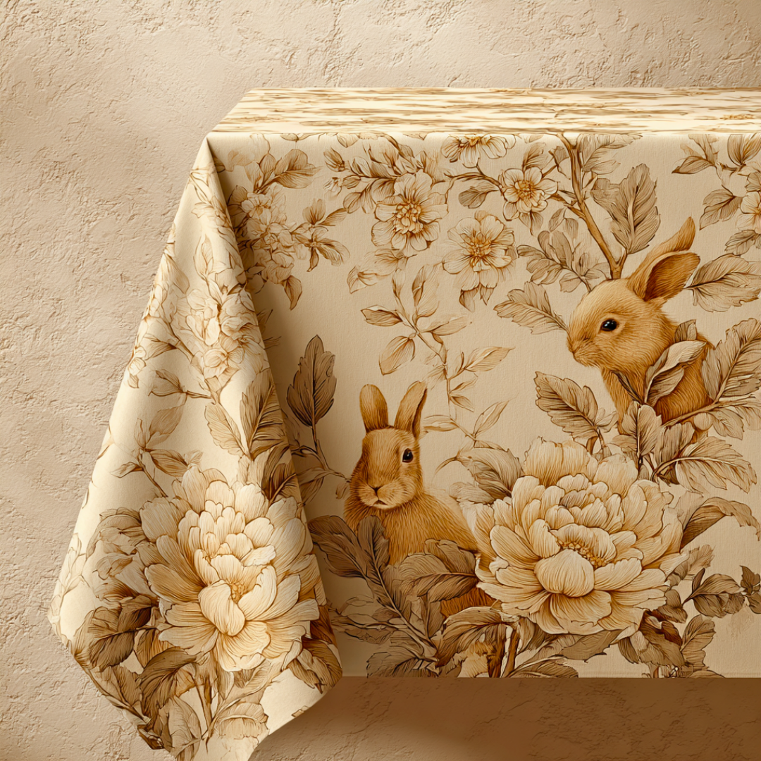 'Meadow Bunnies' Coated Tablecloth