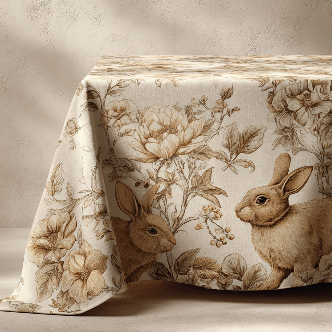 'Meadow Bunnies' Coated Tablecloth