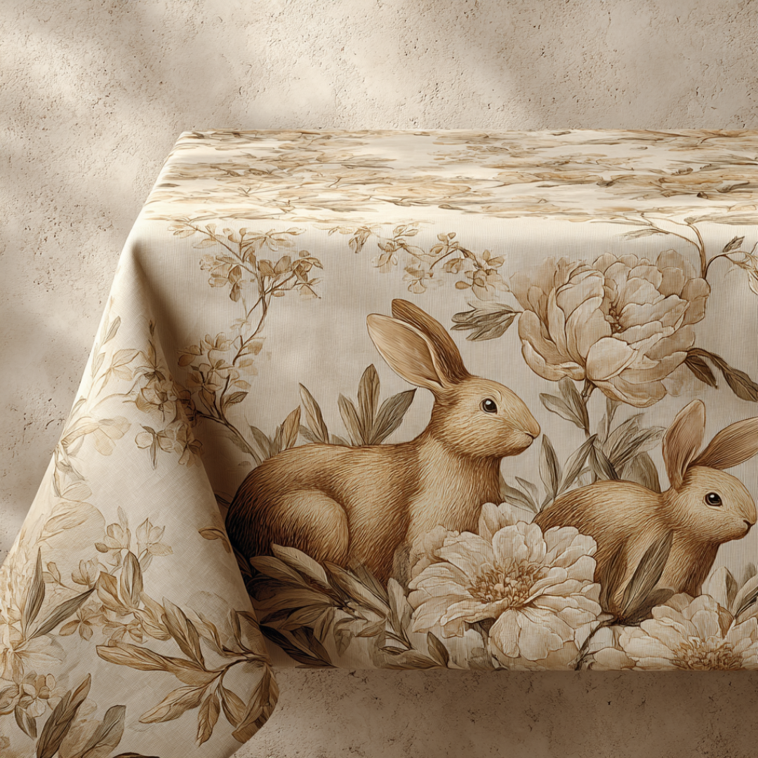 'Meadow Bunnies' Coated Tablecloth
