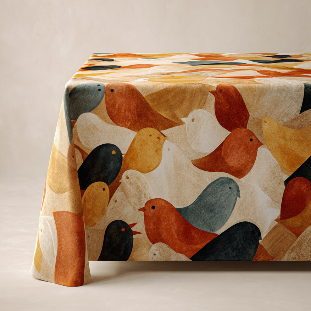'Garden Birds' Coated Tablecloth