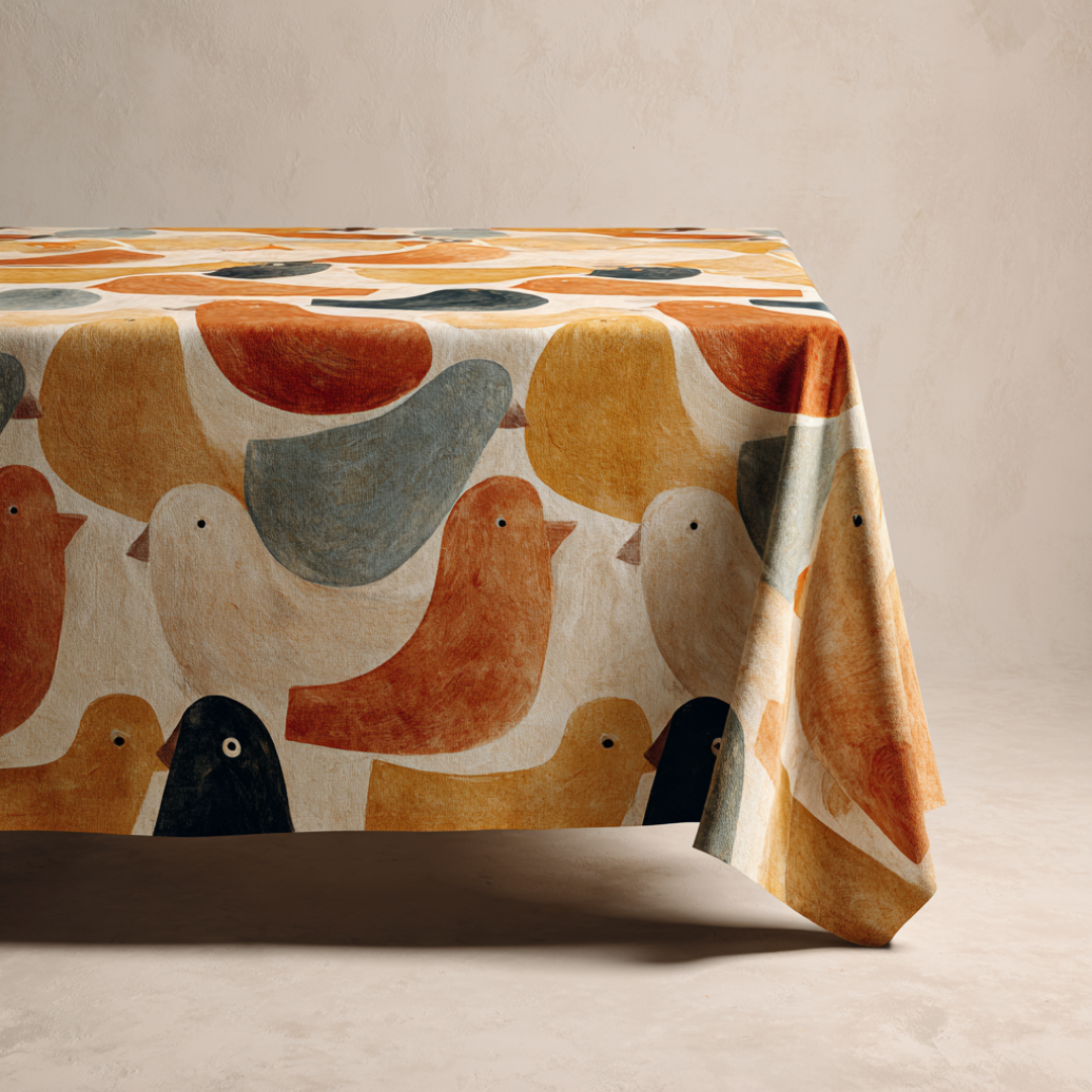 'Garden Birds' Coated Tablecloth
