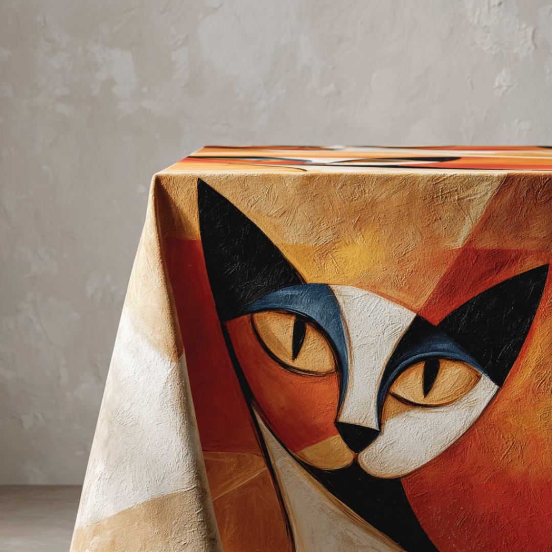 'Feline Glow' Coated Tablecloth