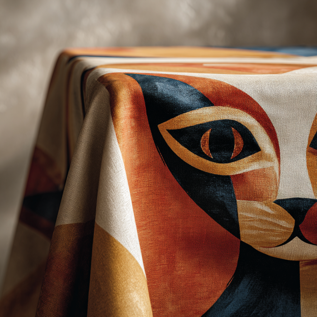 'Feline Glow' Coated Tablecloth