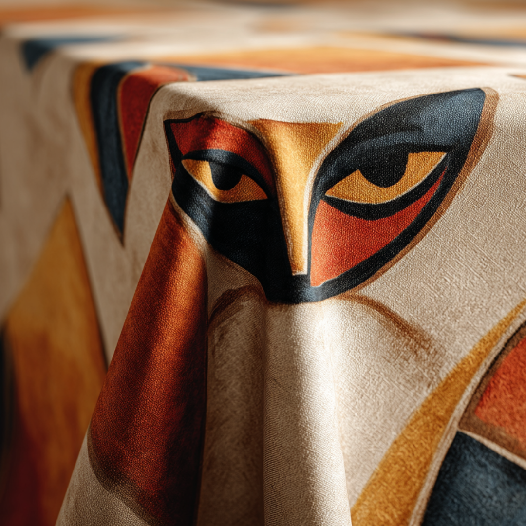 'Feline Glow' Coated Tablecloth