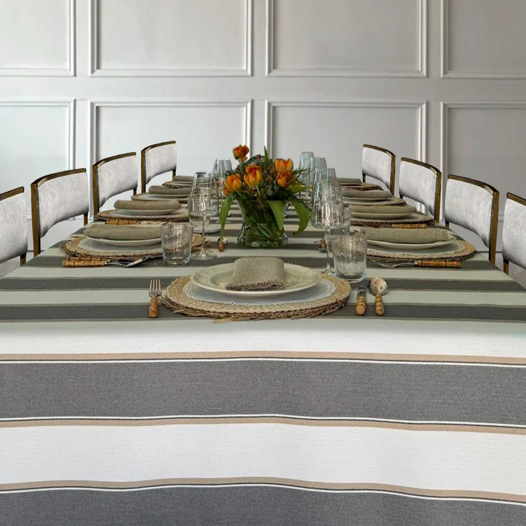 ‘Grey Lines’ Spill-Resistant Tablecloth