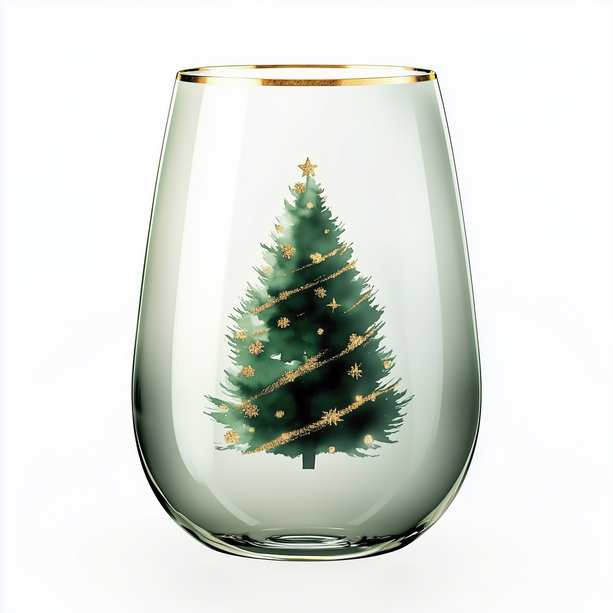 ‘Evergreen Noel’ Stemless Wine Glass