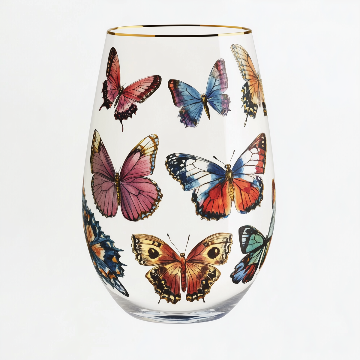 ‘Butterfly Kisses’ Stemless Wine Glass