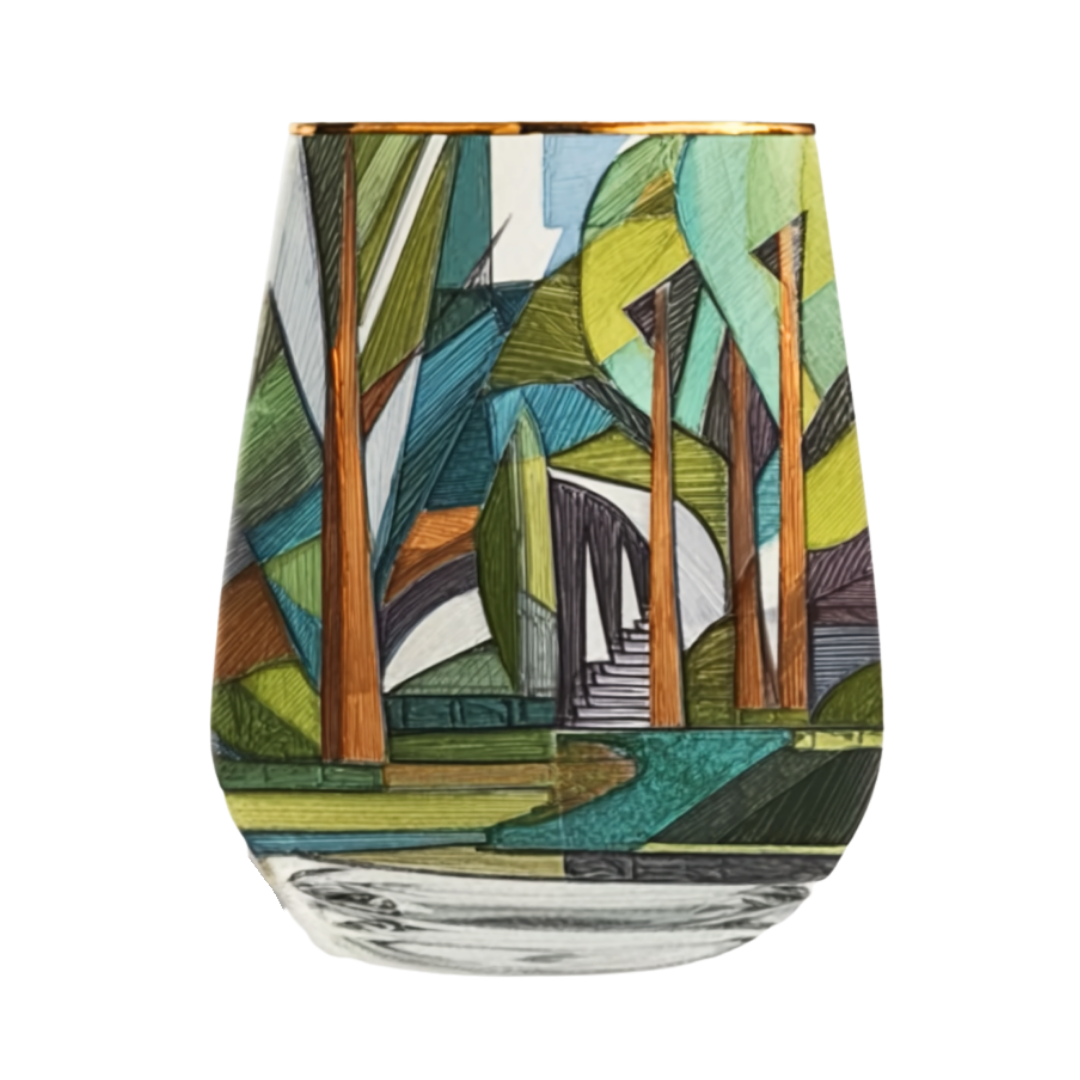 'Emerald Visage' Stemless Wine Glasses