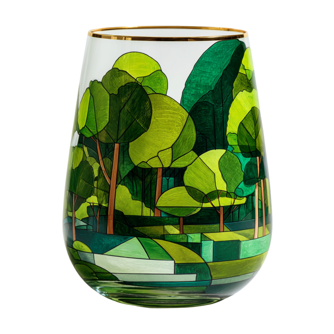 'Emerald Visage' Stemless Wine Glasses