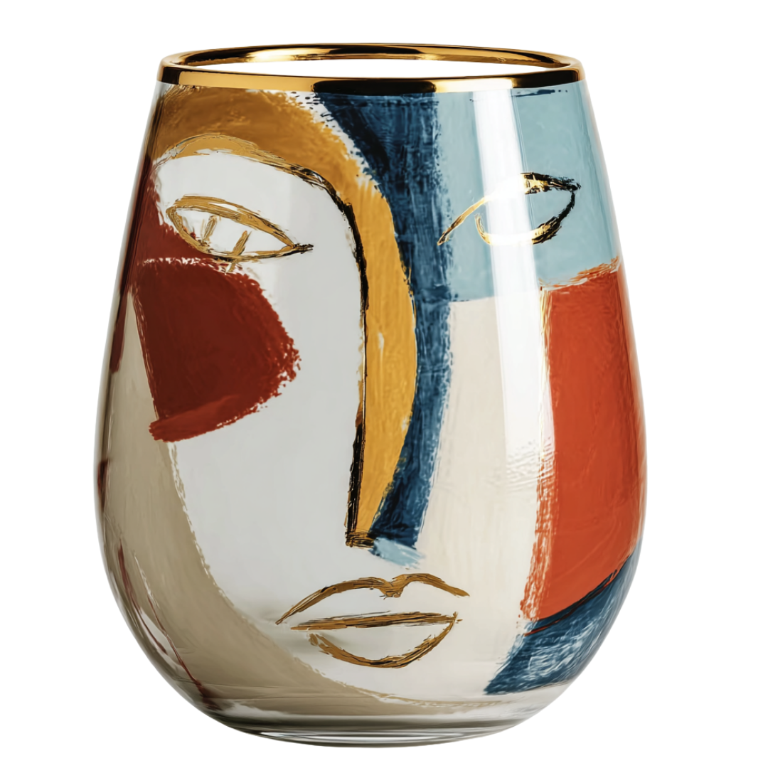 'Crimson Gaze' Stemless Wine Glasses