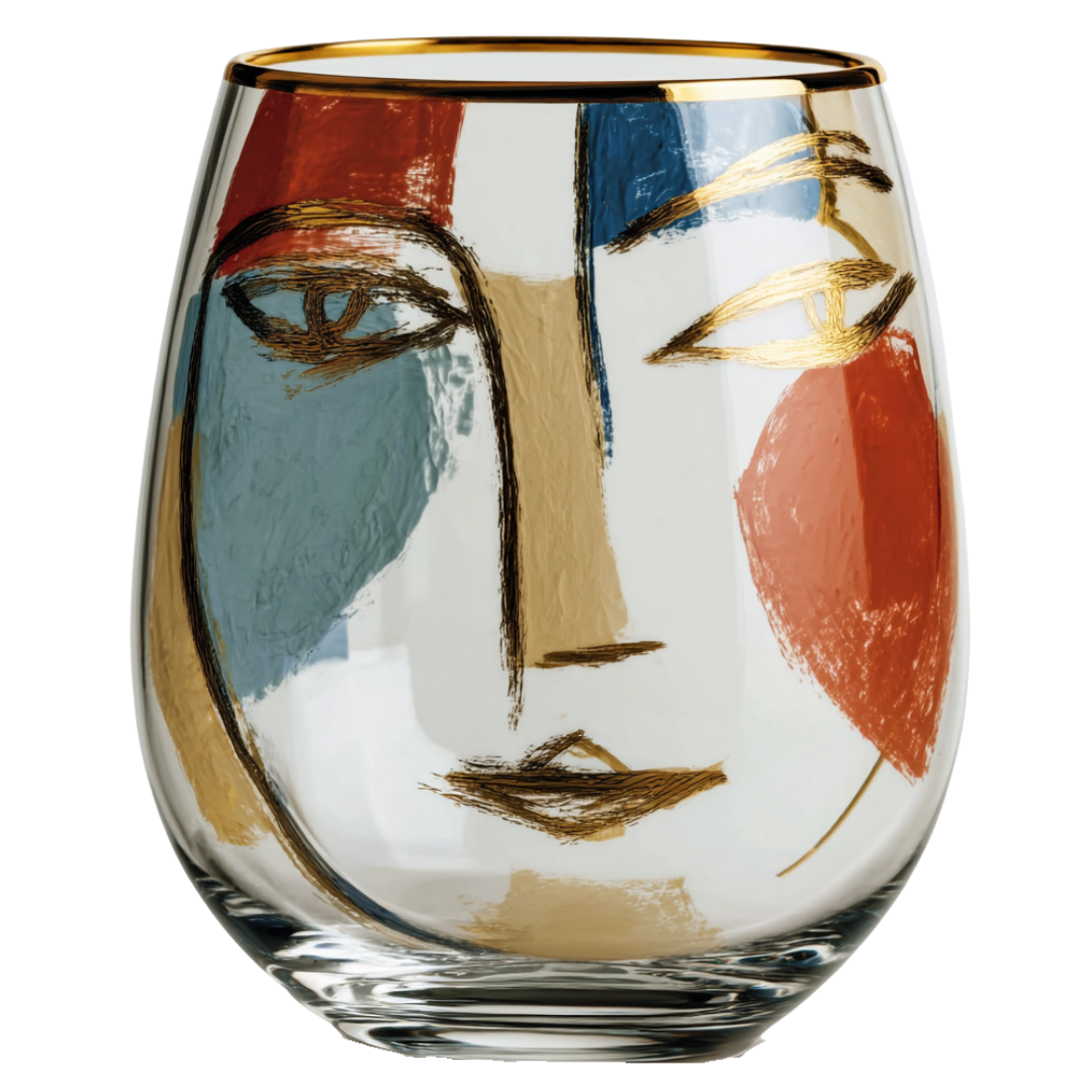 'Crimson Gaze' Stemless Wine Glasses