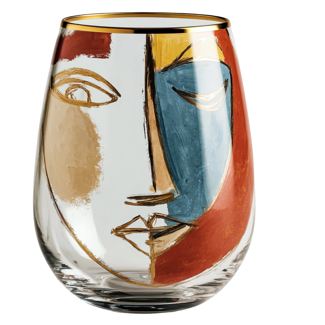 'Crimson Gaze' Stemless Wine Glasses